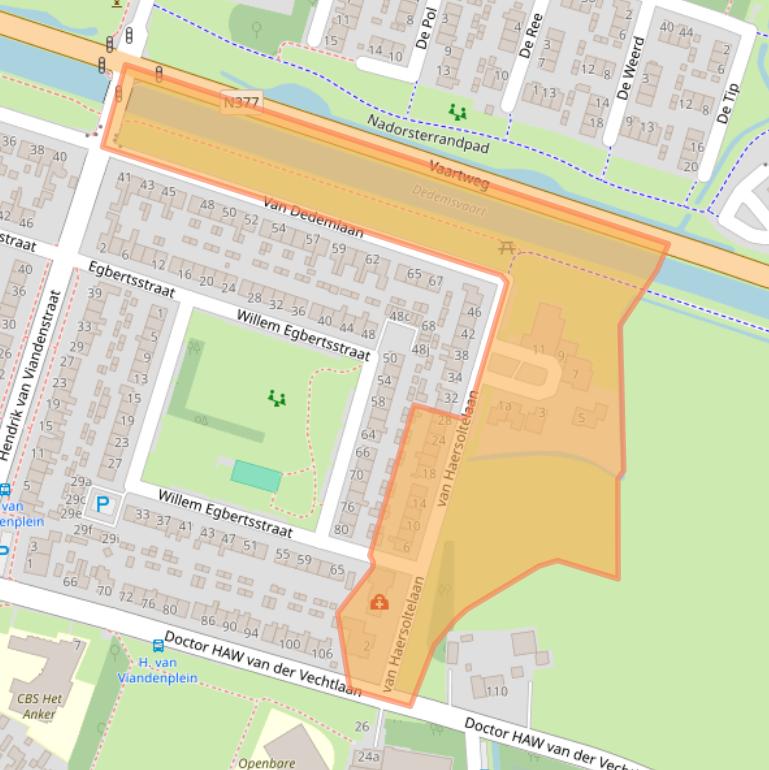 Kaart van postcodegebied 8061EG.