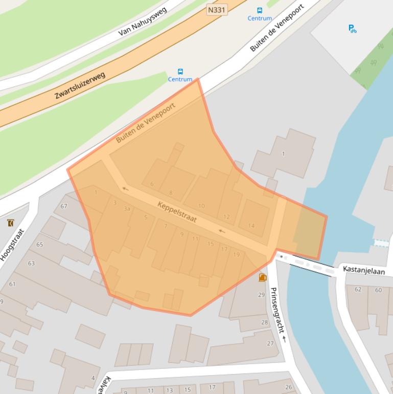 Kaart van postcodegebied 8061GZ.