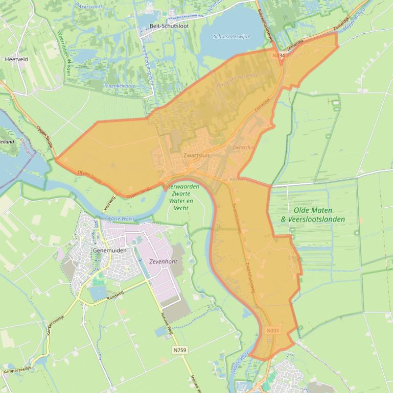 Kaart van postcodegebied 8064.
