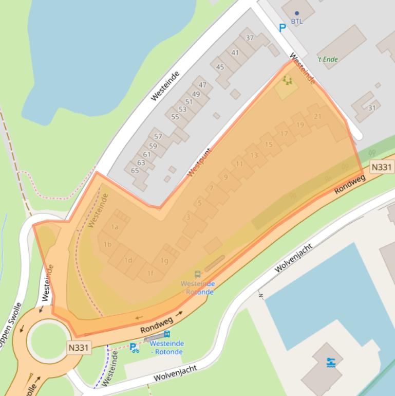 Kaart van postcodegebied 8064AT.