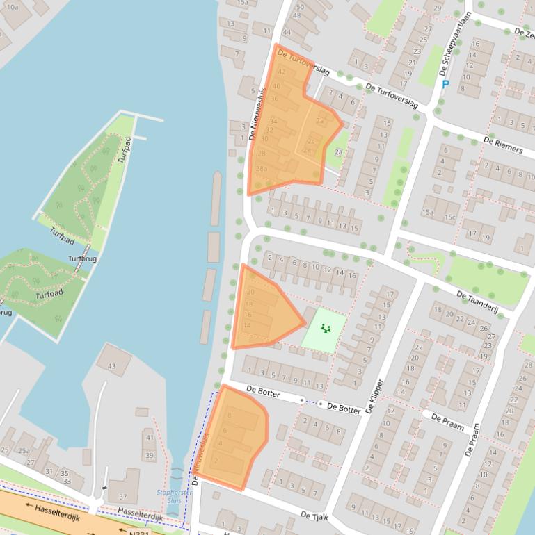 Kaart van postcodegebied 8064EB.