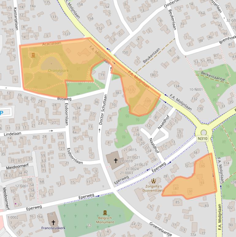 Kaart van postcodegebied 8071AD.