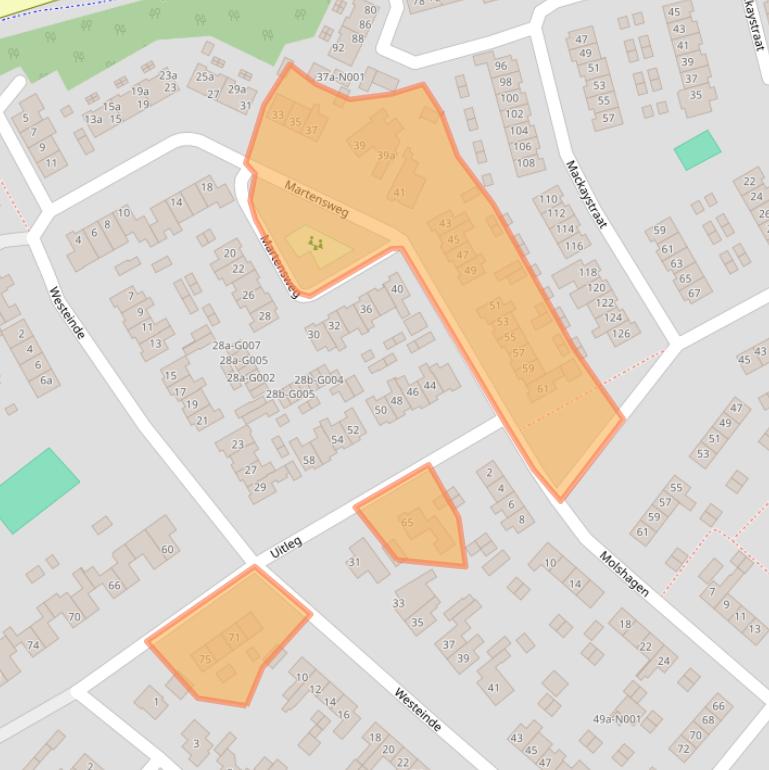 Kaart van postcodegebied 8071KJ.