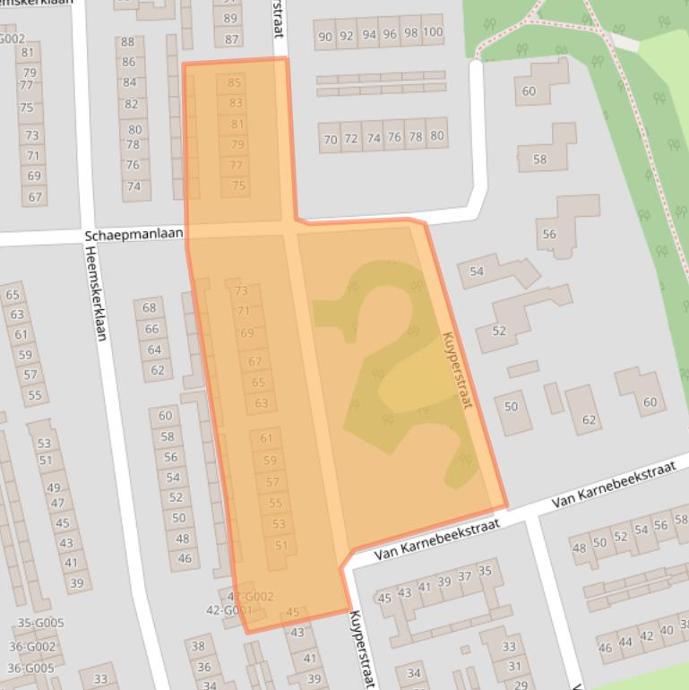 Kaart van postcodegebied 8072BG.