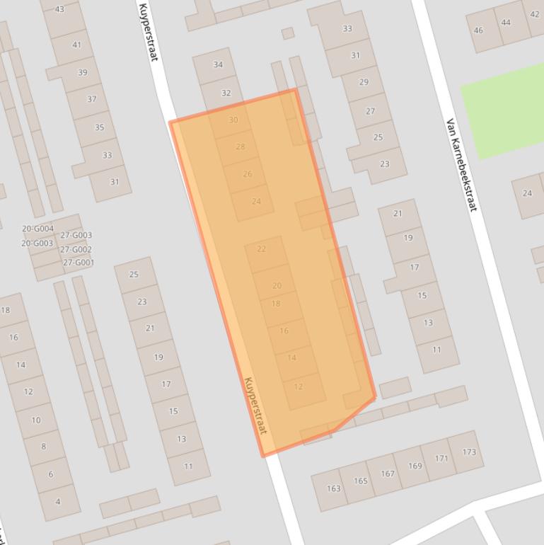 Kaart van postcodegebied 8072BJ.