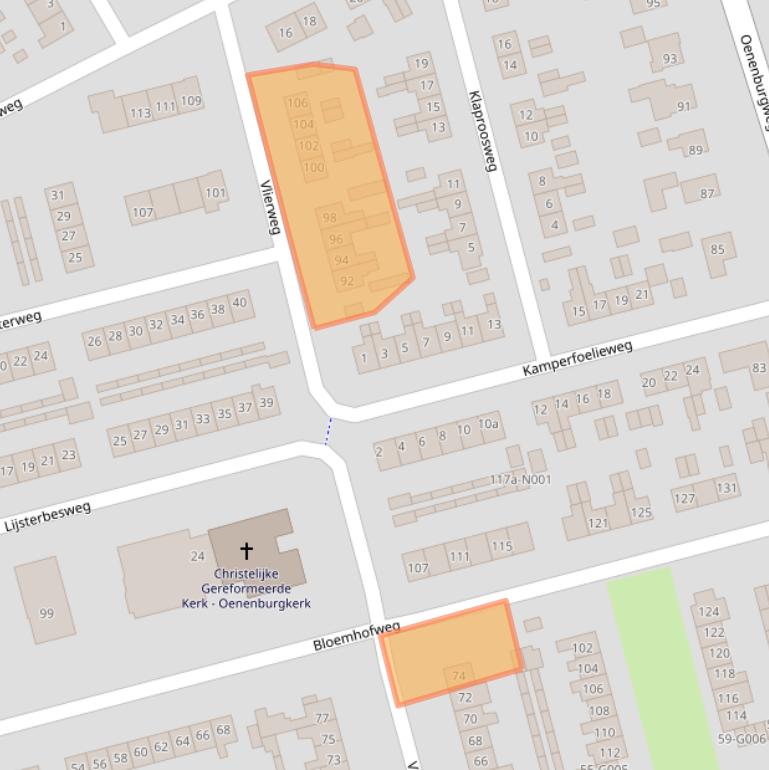 Kaart van postcodegebied 8072EZ.