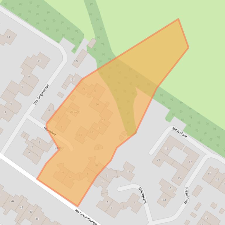 Kaart van postcodegebied 8072JZ.