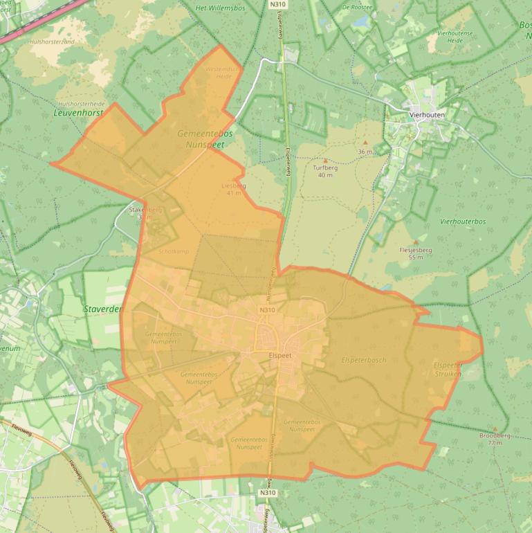 Kaartafbeelding, ingezoomd op postcodegebied 8075.