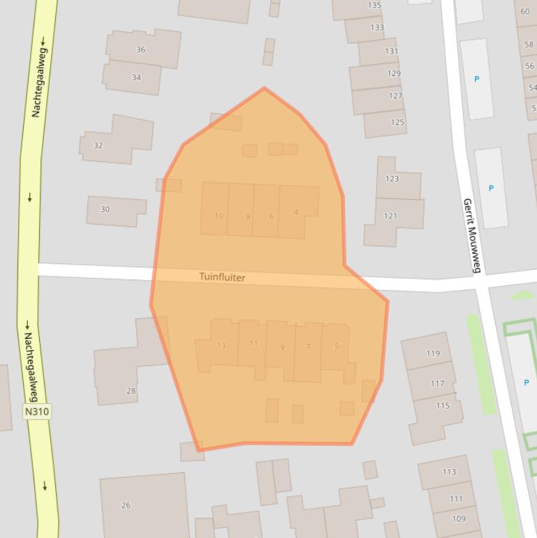 Kaart van postcodegebied 8075AJ.