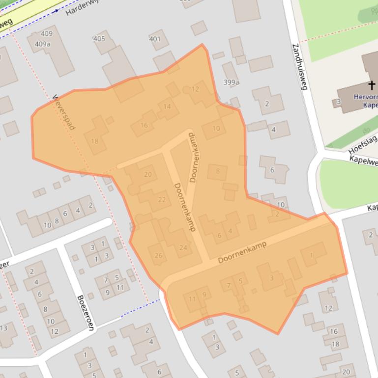 Kaart van postcodegebied 8077SL.