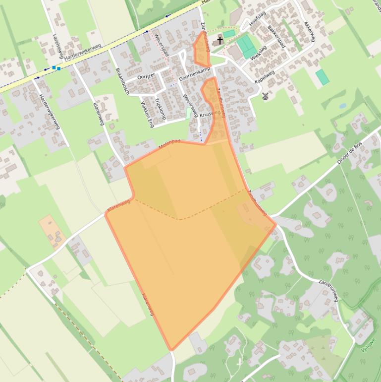 Kaart van postcodegebied 8077TA.