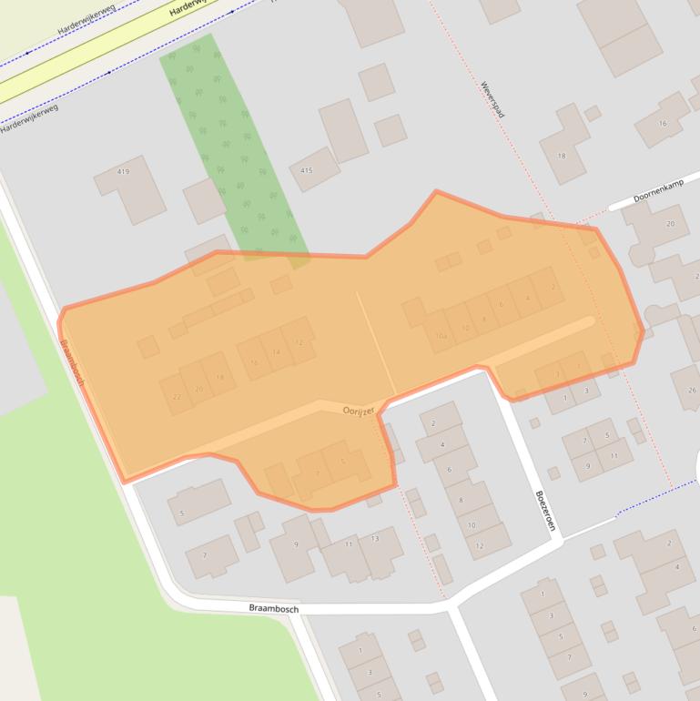 Kaart van postcodegebied 8077TP.