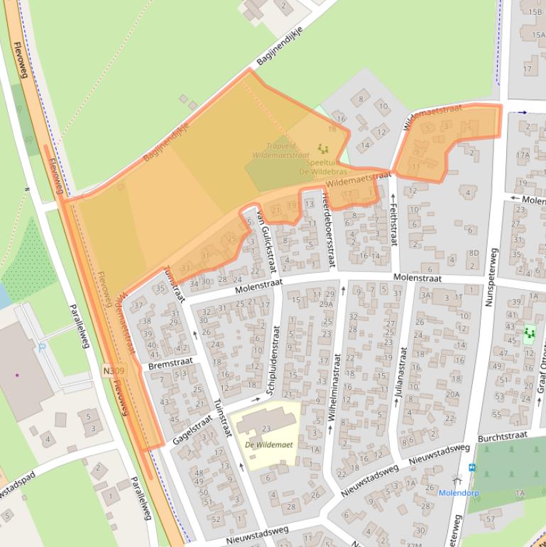 Kaart van postcodegebied 8081AG.