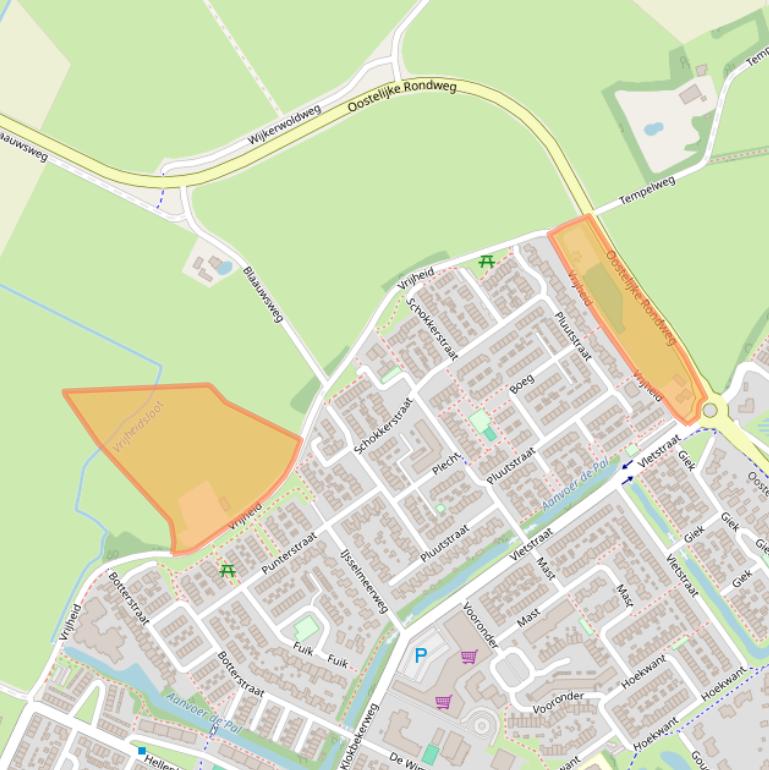 Kaart van postcodegebied 8081PJ.