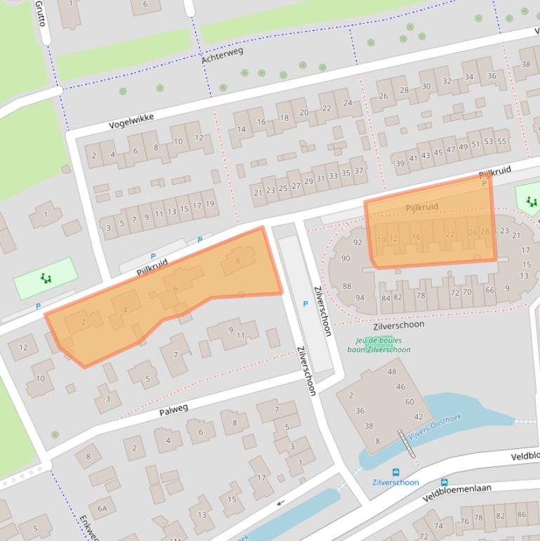 Kaart van postcodegebied 8081SJ.