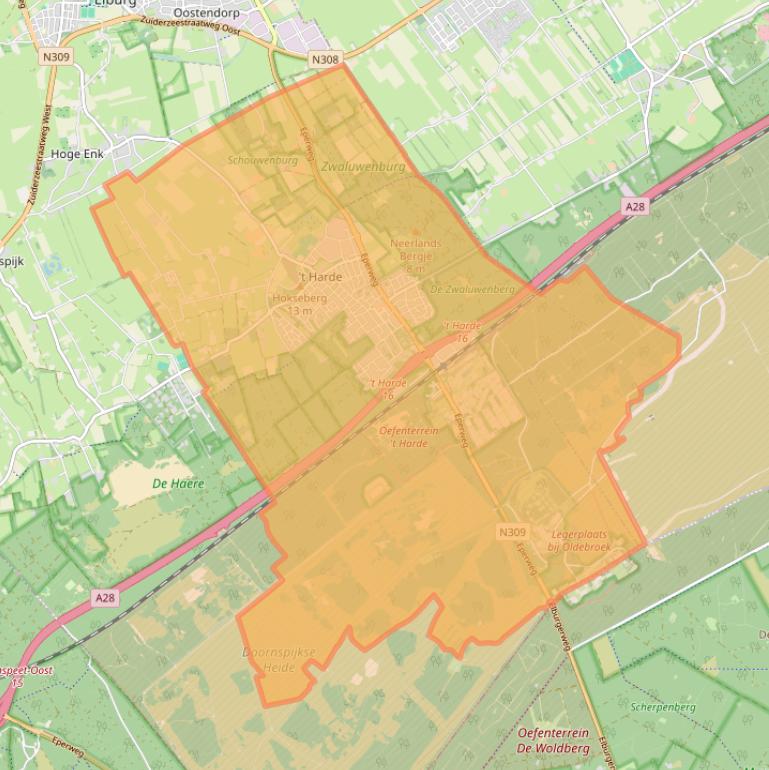 Kaart van postcodegebied 8084.