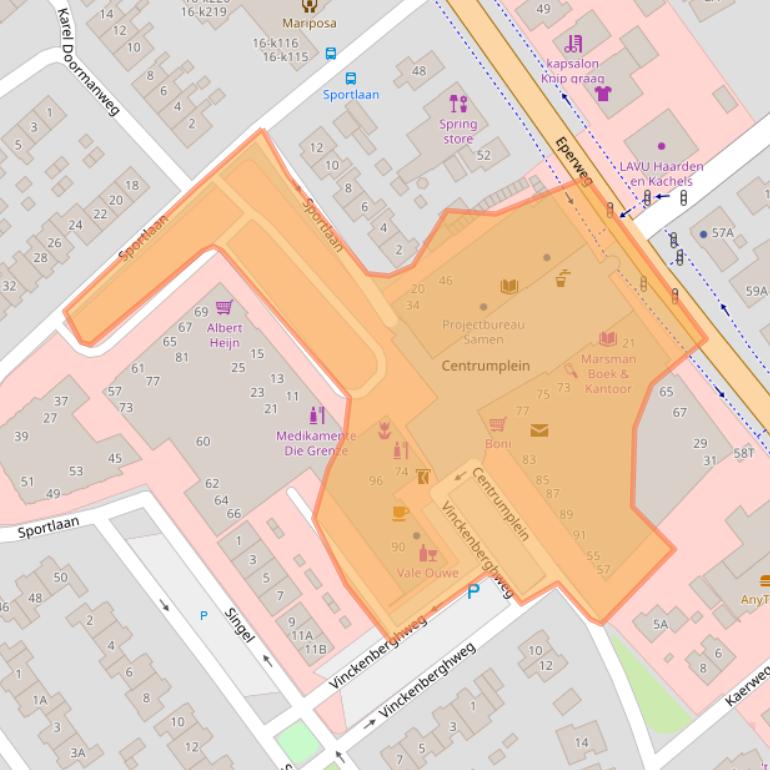 Kaart van postcodegebied 8084AZ.