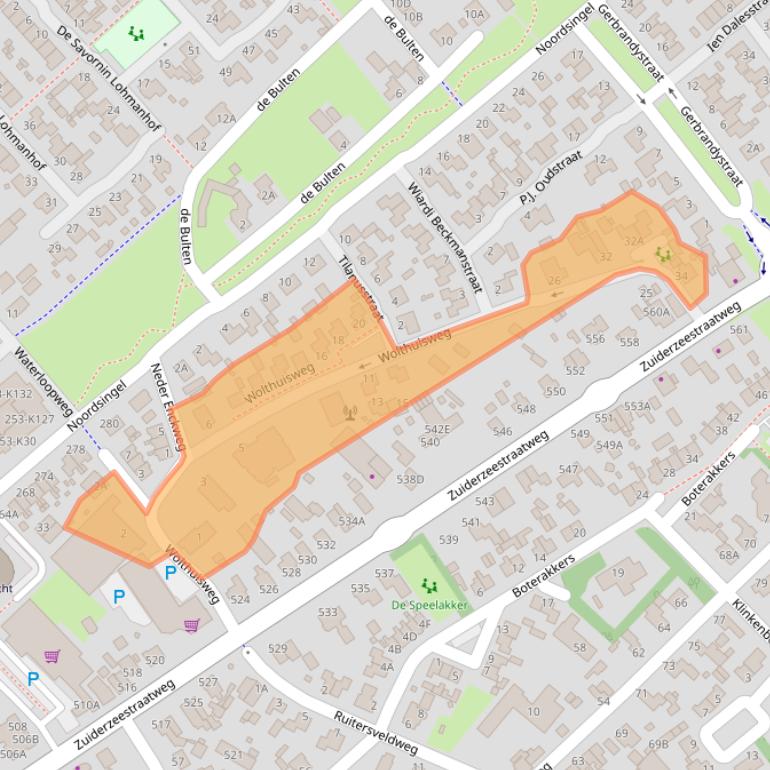 Kaart van postcodegebied 8091EB.