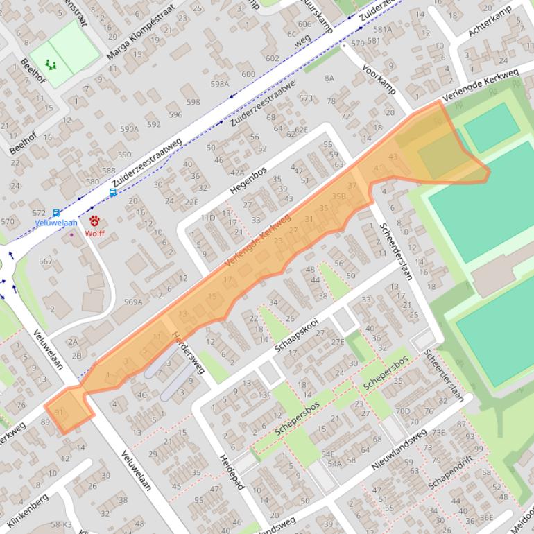Kaart van postcodegebied 8091EW.