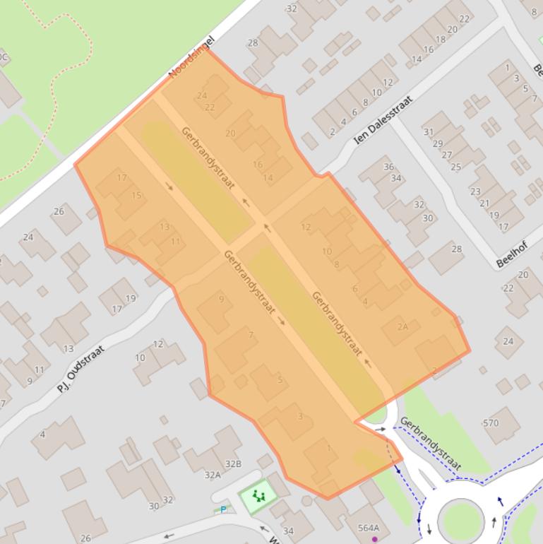 Kaart van postcodegebied 8091WB.