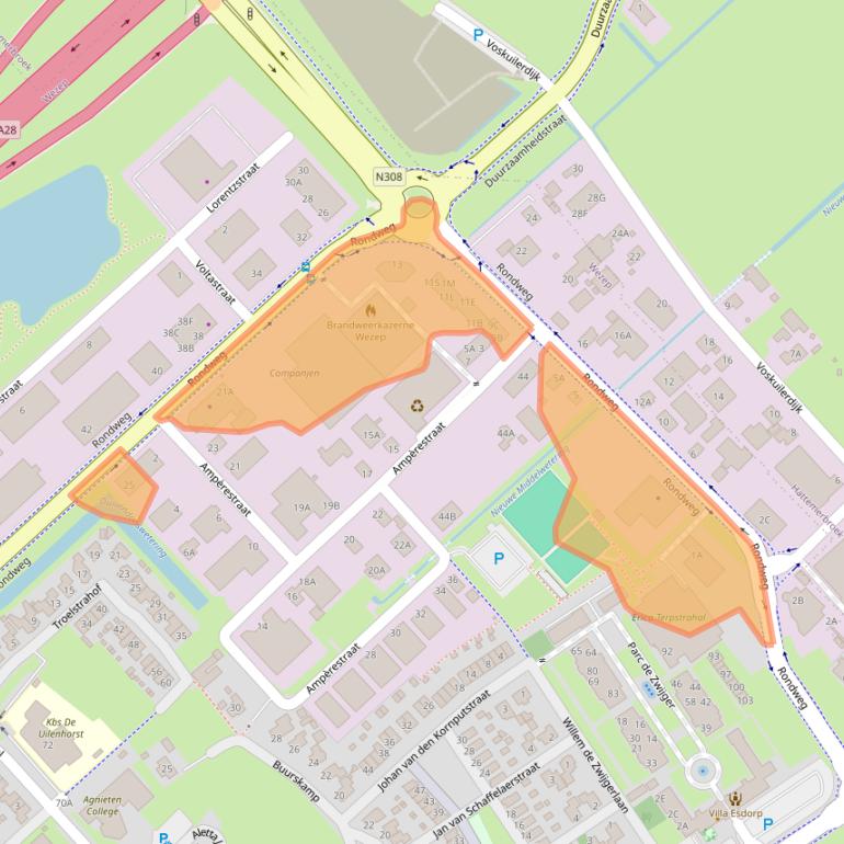 Kaart van postcodegebied 8091XA.