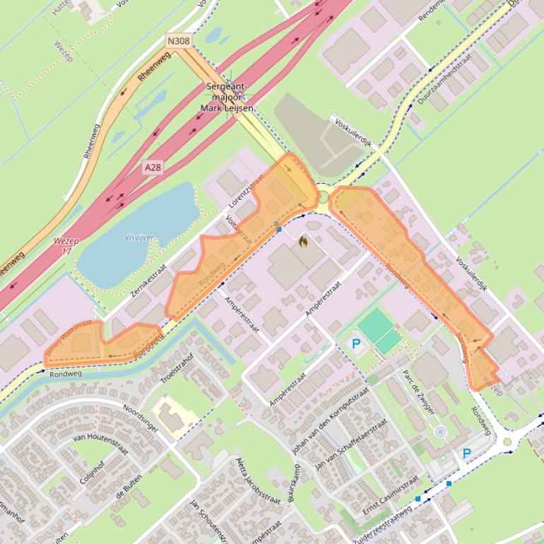 Kaart van postcodegebied 8091XB.