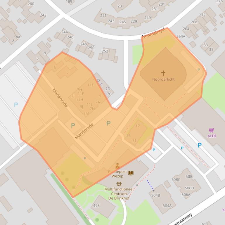 Kaart van postcodegebied 8091XS.