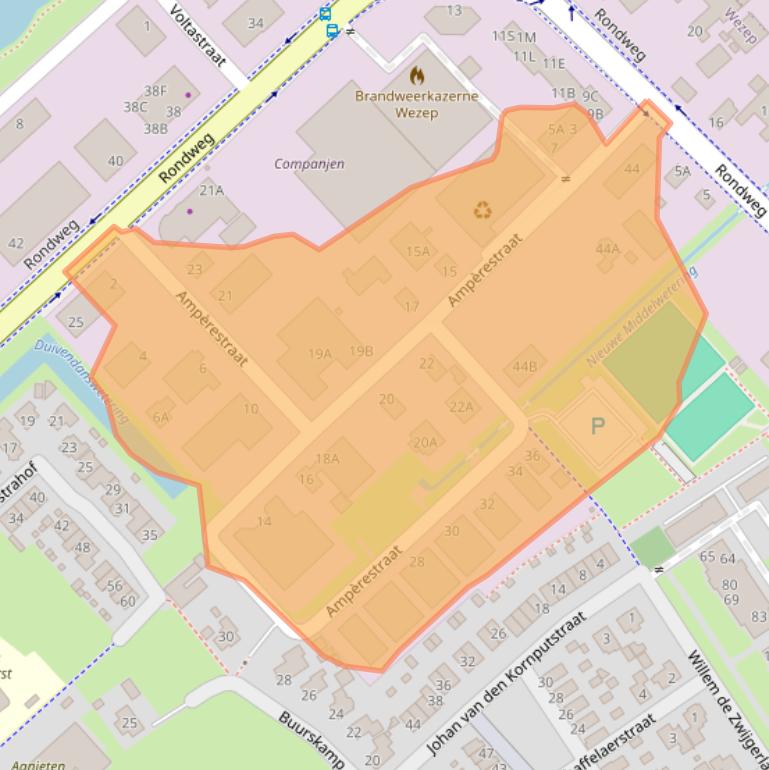 Kaart van postcodegebied 8091XX.