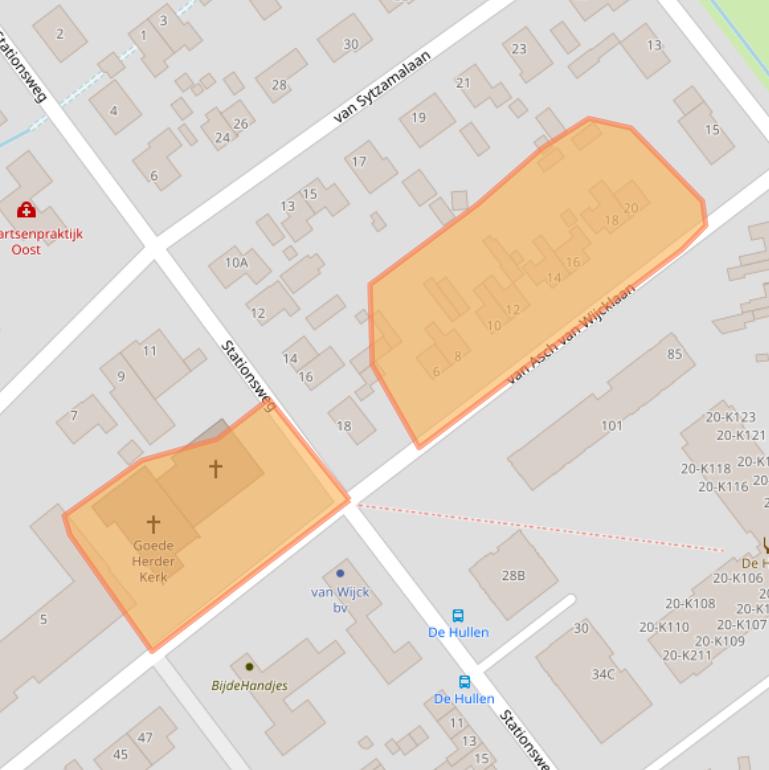 Kaart van postcodegebied 8096AH.