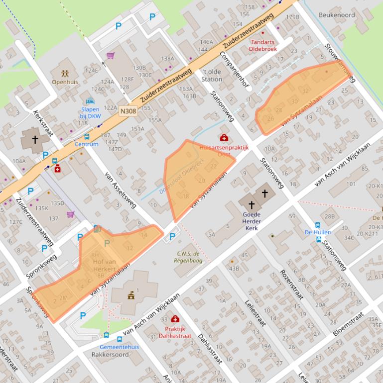 Kaart van postcodegebied 8096AS.