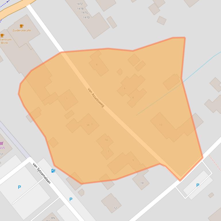 Kaart van postcodegebied 8096AT.