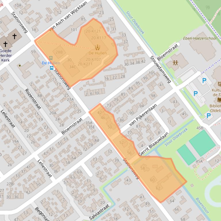 Kaart van postcodegebied 8096AX.
