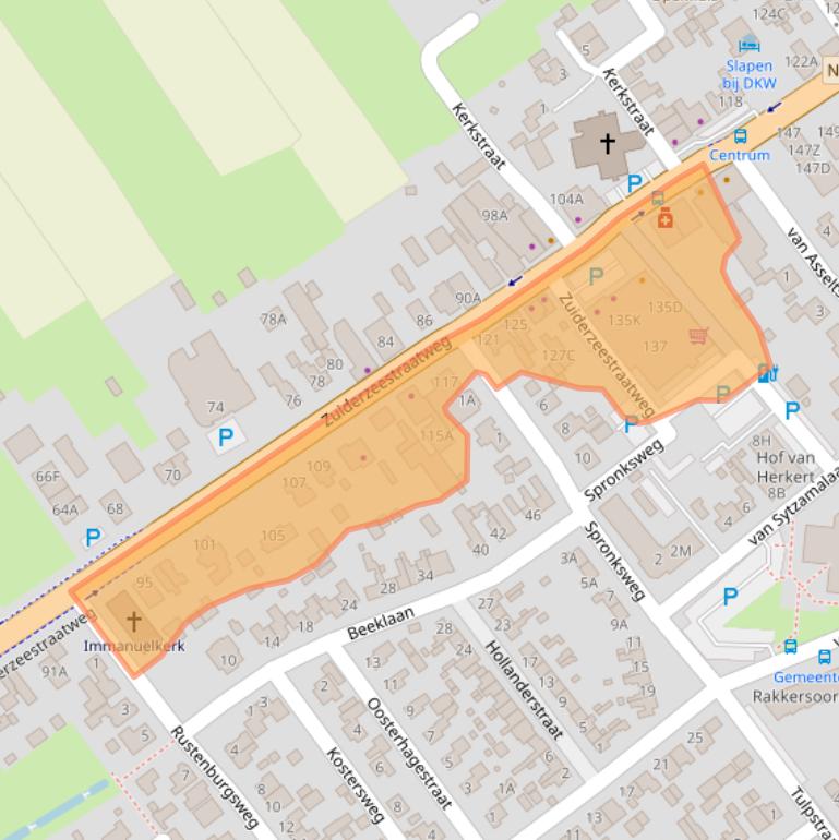Kaart van postcodegebied 8096BE.