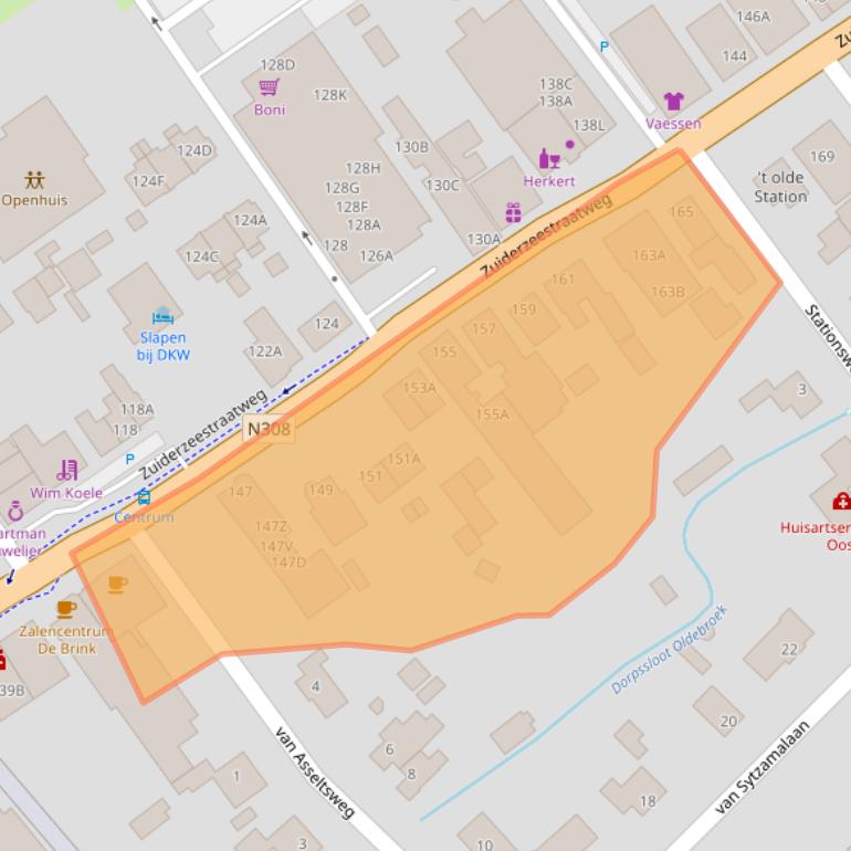 Kaart van postcodegebied 8096BG.