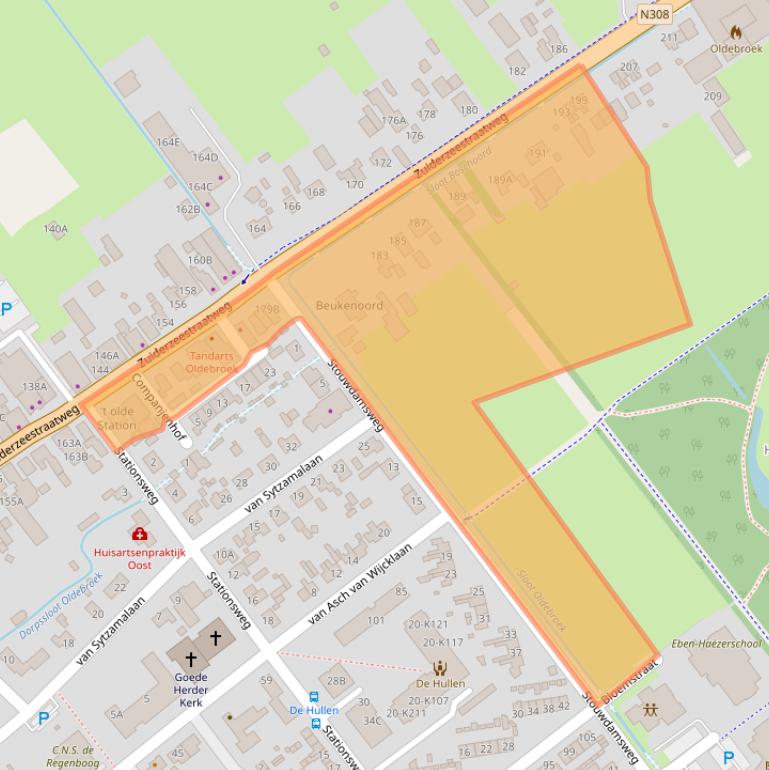 Kaart van postcodegebied 8096BH.