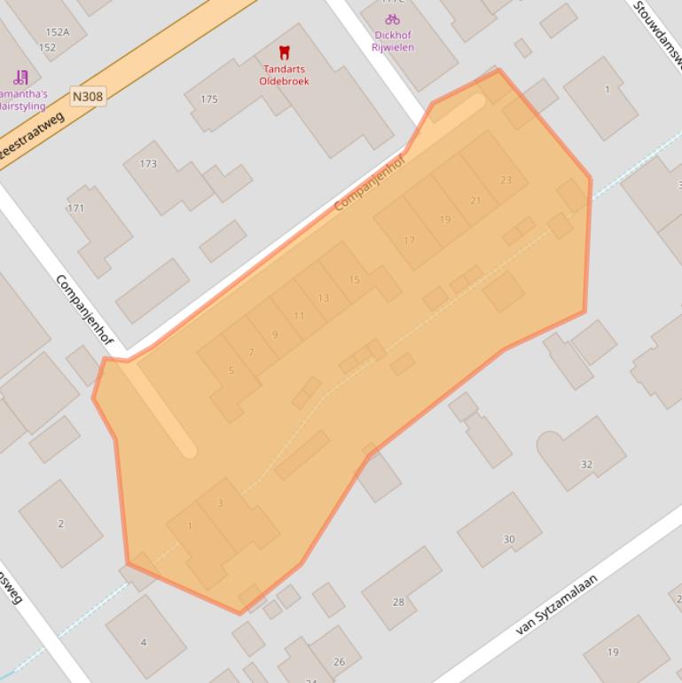 Kaart van postcodegebied 8096CR.