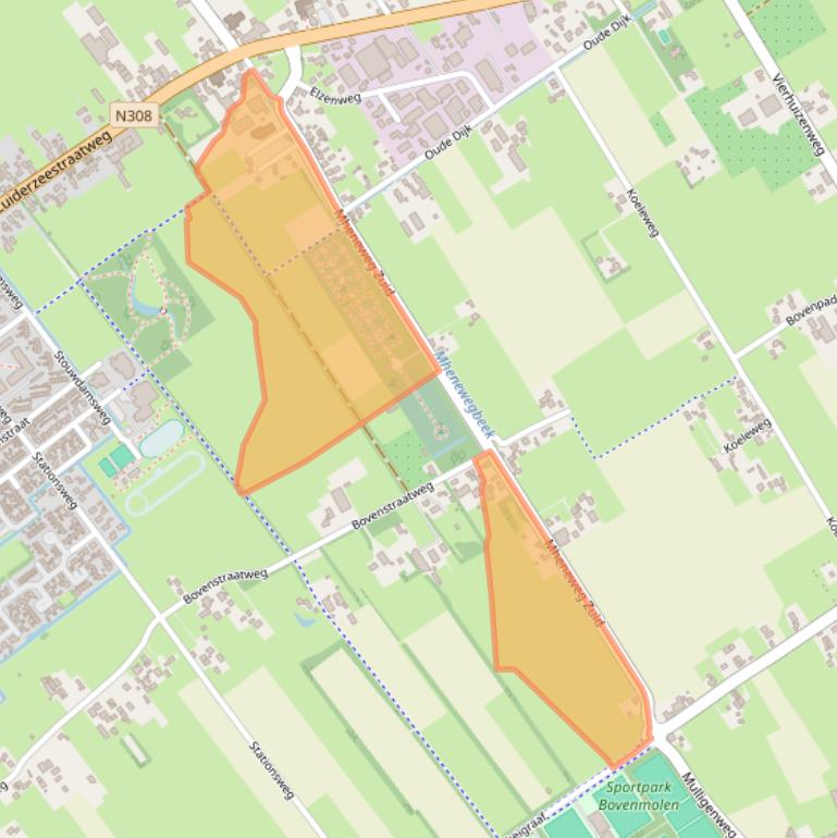 Kaart van postcodegebied 8096RE.