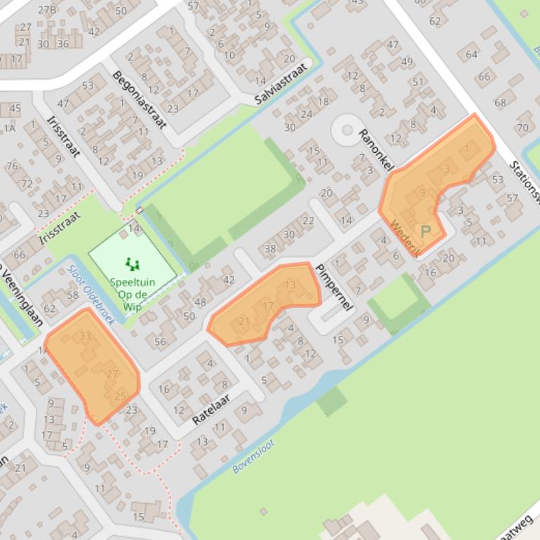 Kaart van postcodegebied 8096XG.