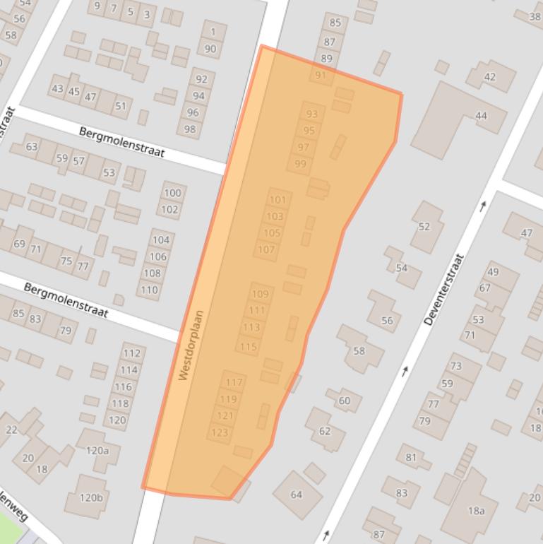 Kaart van postcodegebied 8101BD.