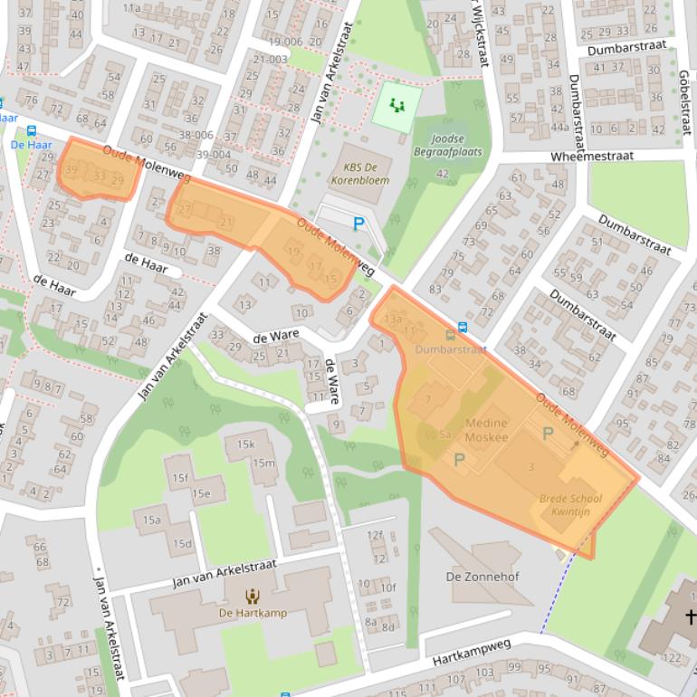 Kaart van postcodegebied 8101EK.