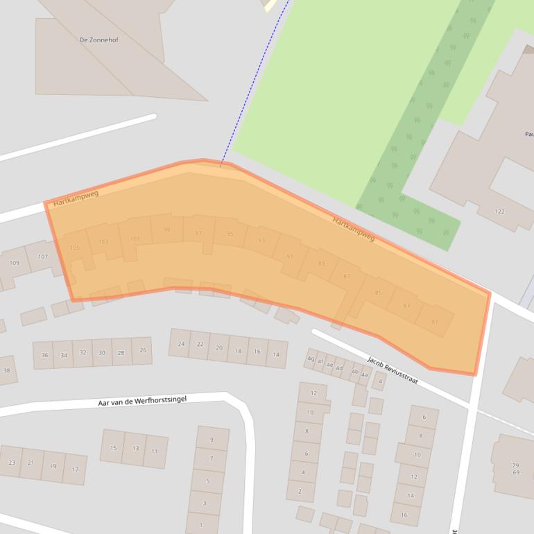 Kaart van postcodegebied 8101WB.