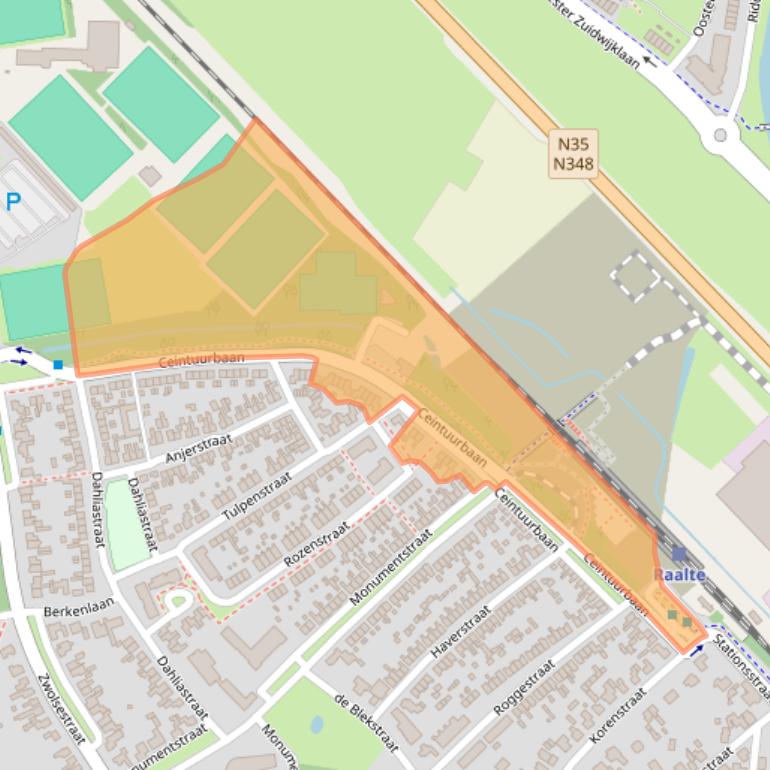 Kaart van postcodegebied 8102AB.