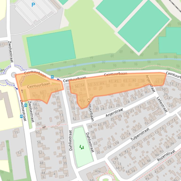 Kaart van postcodegebied 8102AC.