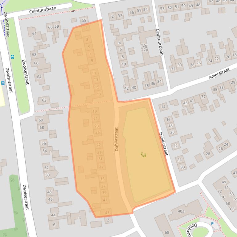 Kaart van postcodegebied 8102AD.