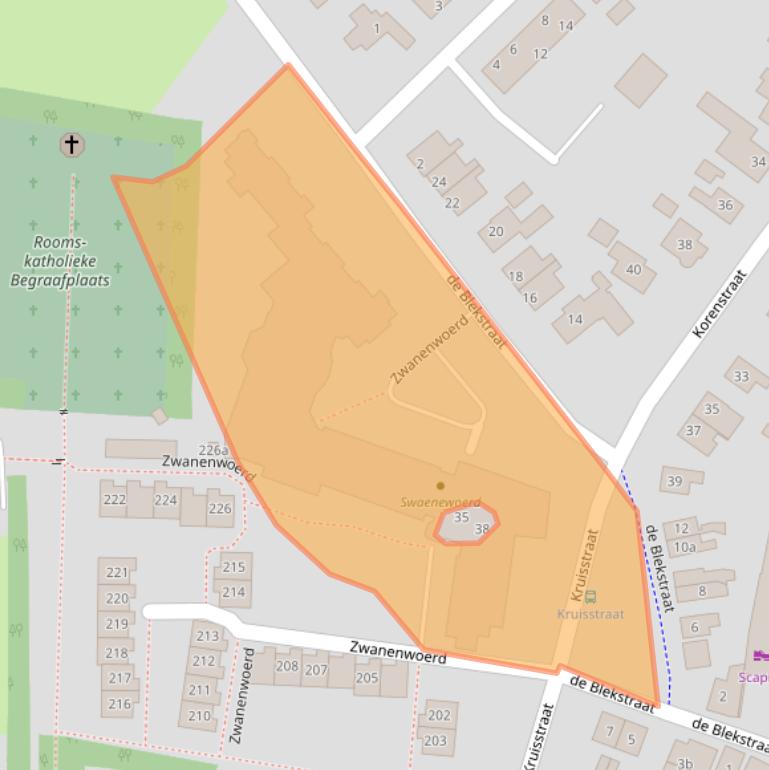 Kaart van postcodegebied 8102BE.