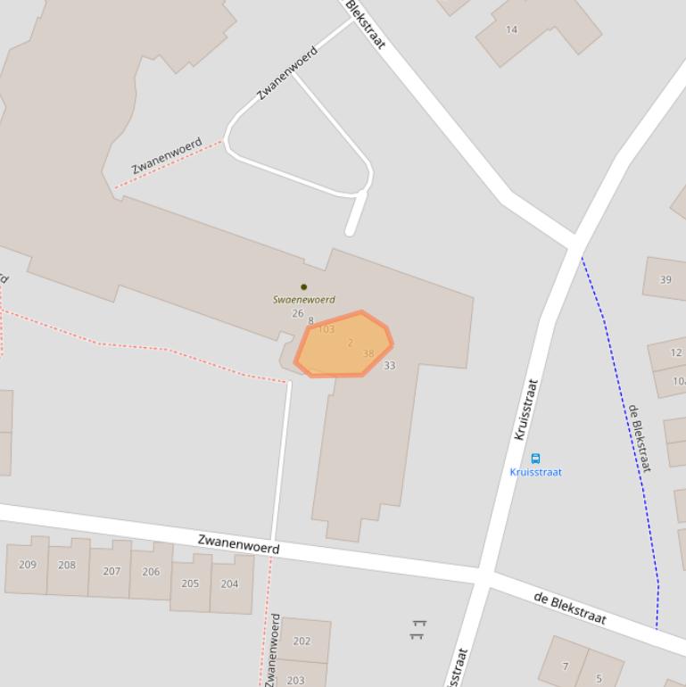 Kaart van postcodegebied 8102BH.