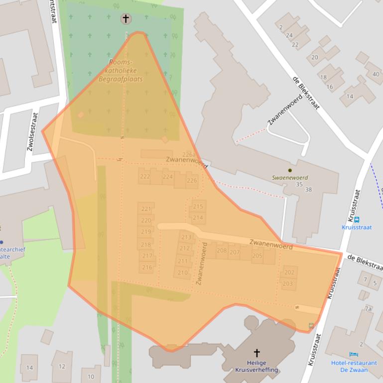 Kaart van postcodegebied 8102BJ.