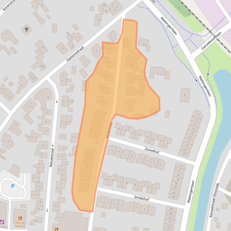 Kaart van postcodegebied 8102EK.