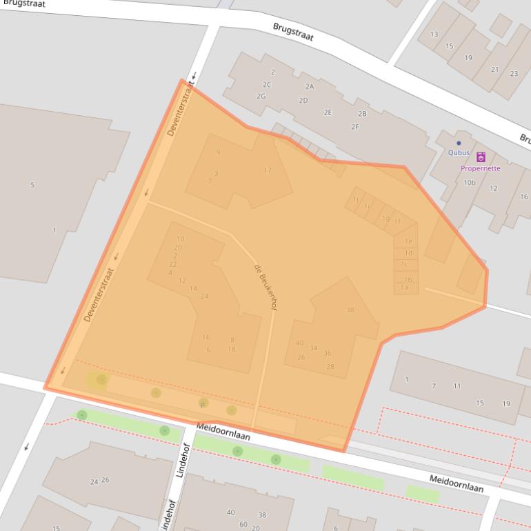 Kaart van postcodegebied 8102GR.