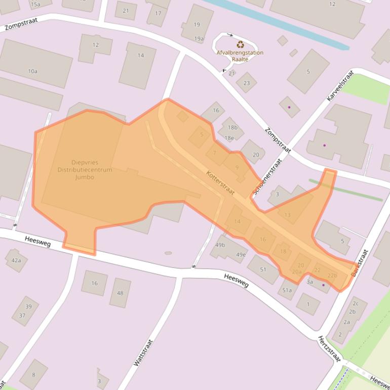 Kaart van postcodegebied 8102HZ.